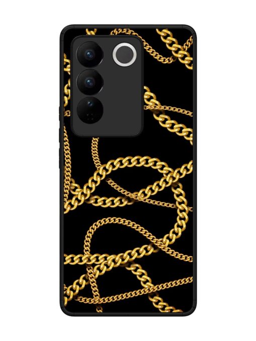 Decorative Golde Chain Glossy Metal Phone Cover for Vivo V27 (5G)