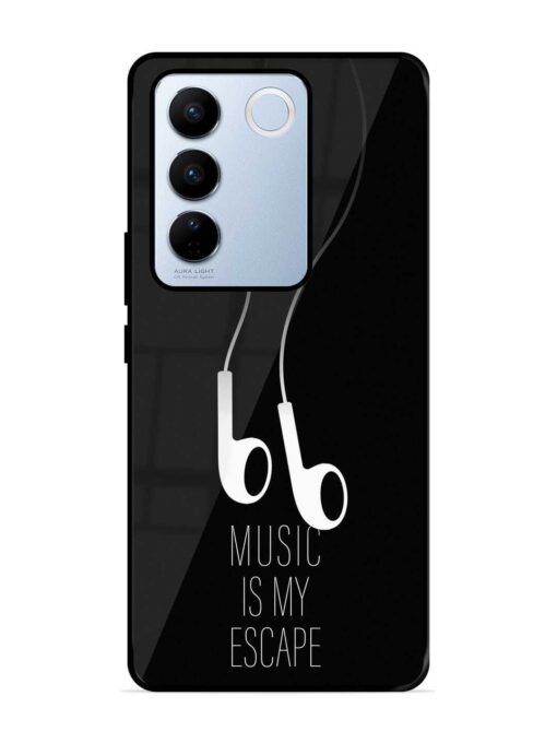 Music Is My Escape Glossy Metal Phone Cover for Vivo V27 Pro (5G) Zapvi