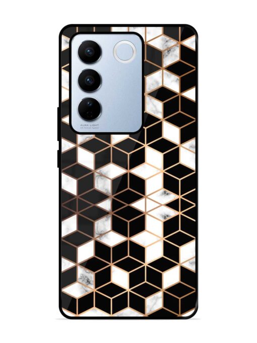 Vector Marble Texture Glossy Metal Phone Cover for Vivo V27 Pro (5G) Zapvi