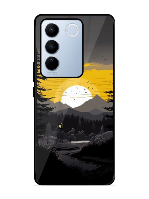 Sunset Vector Glossy Metal Phone Cover for Vivo V27 Pro (5G) Zapvi