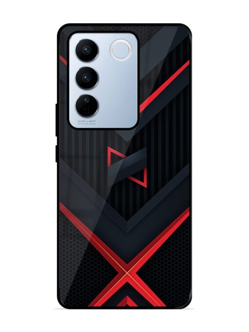 Red Gray Abstract Glossy Metal Phone Cover for Vivo V27 Pro (5G) Zapvi