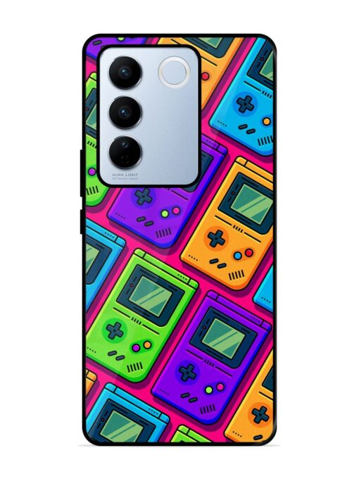 Game Seamless Pattern Glossy Metal Phone Cover for Vivo V27 Pro (5G) Zapvi