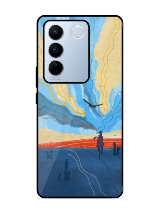 Minimal Abstract Landscape Glossy Metal Phone Cover for Vivo V27 Pro (5G) Zapvi