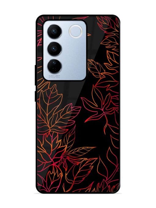 Red Floral Pattern Glossy Metal Phone Cover for Vivo V27 Pro (5G) Zapvi