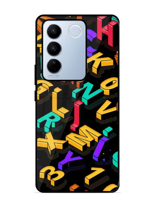 Seamless Pattern With Letters Glossy Metal Phone Cover for Vivo V27 Pro (5G) Zapvi