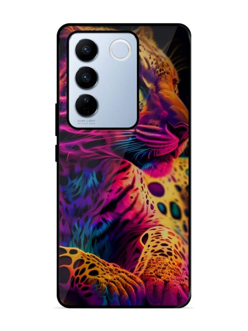 Leopard Art Glossy Metal Phone Cover for Vivo V27 Pro (5G) Zapvi