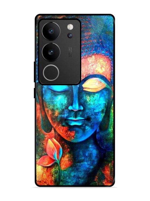 Buddha Painting Glossy Metal Phone Cover for Vivo V29 (5G) Zapvi