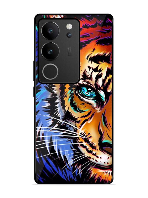 Colorful Lion Art Glossy Metal Phone Cover for Vivo V29 (5G)