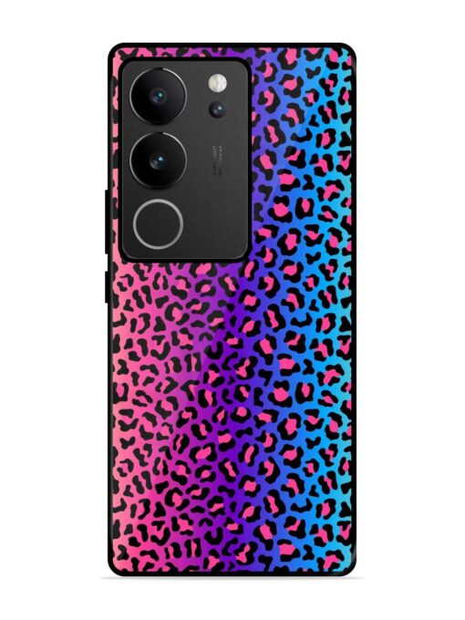 Colorful Leopard Seamless Glossy Metal Phone Cover for Vivo V29 (5G)