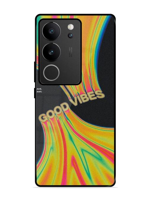 Good Vibes Glossy Metal Phone Cover for Vivo V29 (5G)