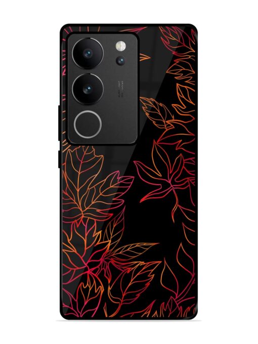 Red Floral Pattern Glossy Metal Phone Cover for Vivo V29 (5G) Zapvi