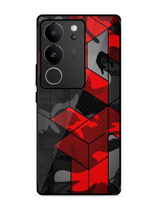 Royal Red Camouflage Pattern Glossy Metal Phone Cover for Vivo V29 (5G) Zapvi