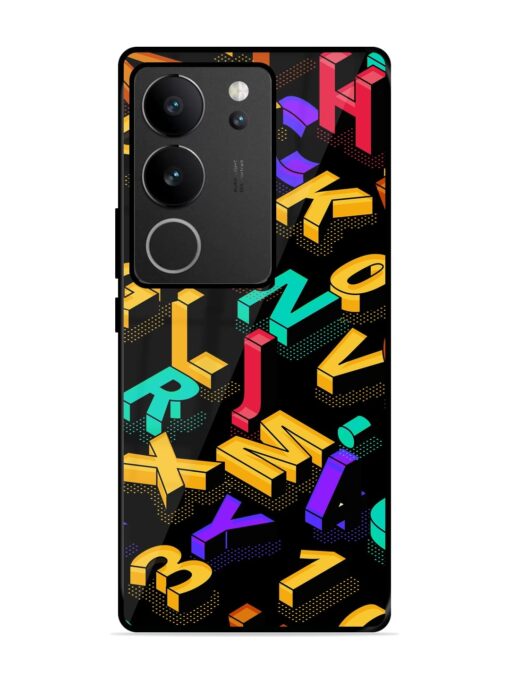 Seamless Pattern With Letters Glossy Metal Phone Cover for Vivo V29 (5G)