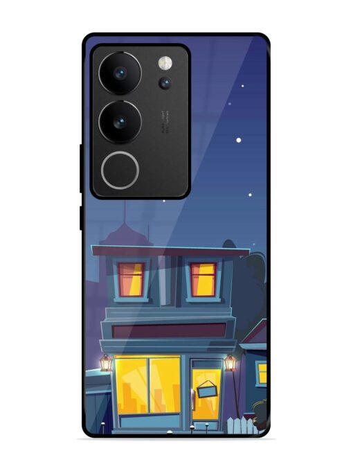 Vector Night House Glossy Metal Phone Cover for Vivo V29 (5G)