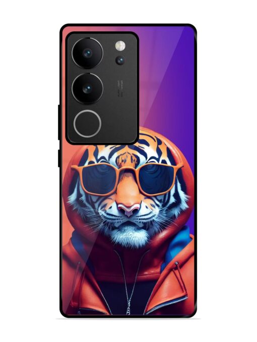 Tiger Animation Glossy Metal Phone Cover for Vivo V29 (5G) Zapvi