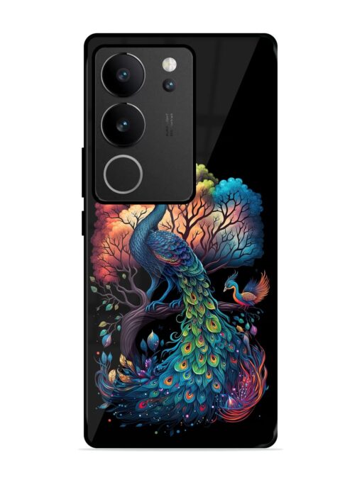 Peacock Tree Art Glossy Metal Phone Cover for Vivo V29 (5G) Zapvi