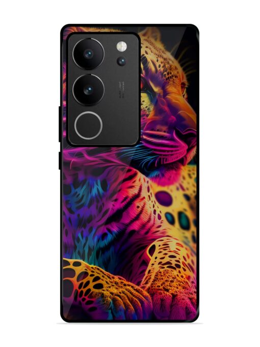 Leopard Art Glossy Metal Phone Cover for Vivo V29 (5G) Zapvi