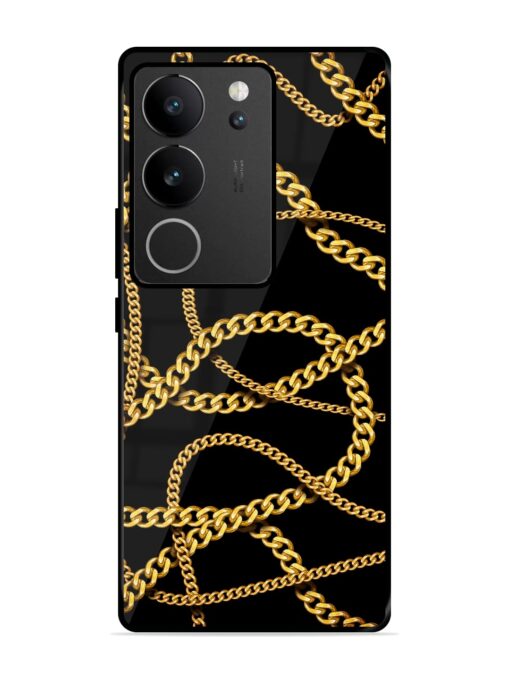 Decorative Golde Chain Glossy Metal Phone Cover for Vivo V29 (5G) Zapvi