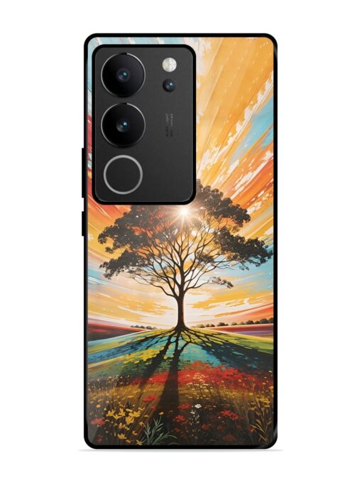 Abstract Tree Colorful Art Glossy Metal Phone Cover for Vivo V29 (5G) Zapvi