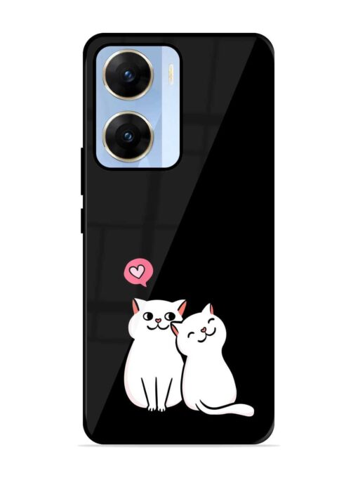 Cat Love Glossy Metal Phone Cover for Vivo V29E (5G)