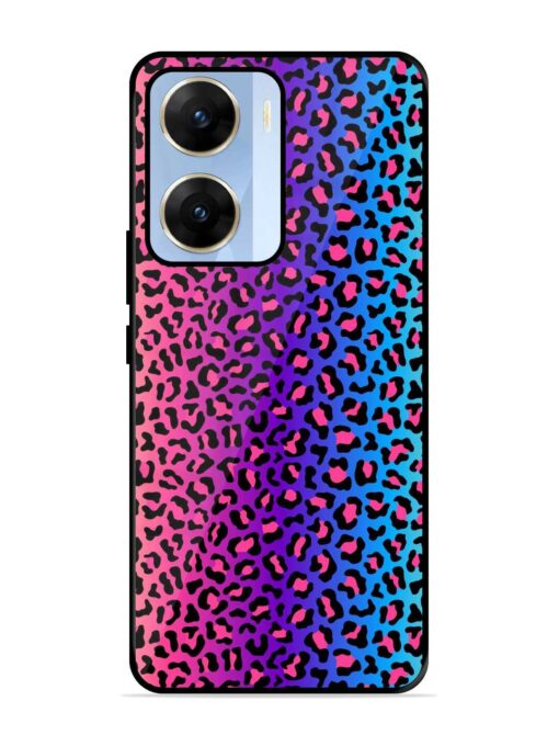 Colorful Leopard Seamless Glossy Metal Phone Cover for Vivo V29E (5G)