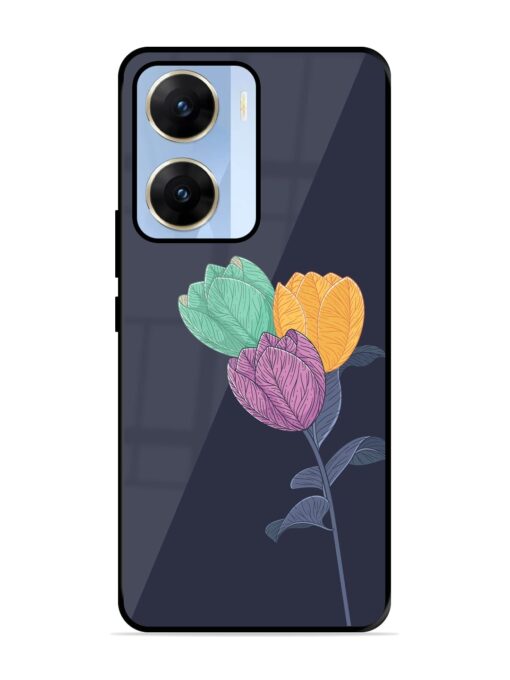 Flower Vector Glossy Metal Phone Cover for Vivo V29E (5G) Zapvi