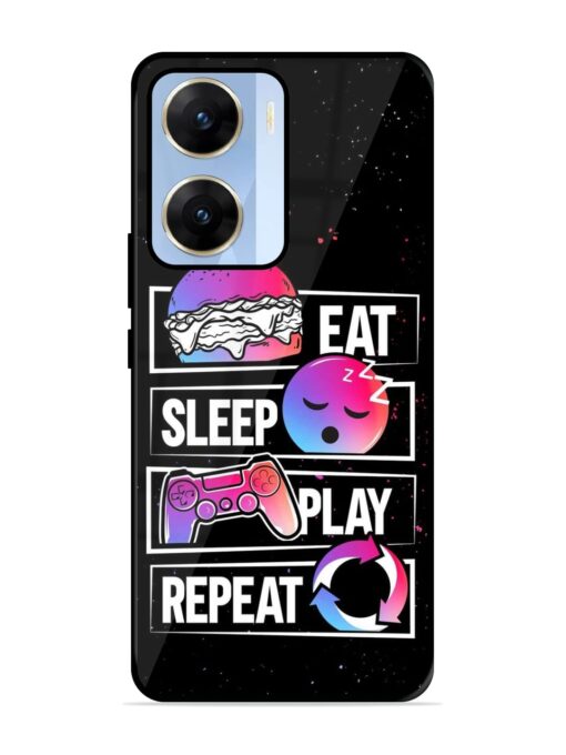 Eat Sleep Play Repeat Glossy Metal Phone Cover for Vivo V29E (5G) Zapvi