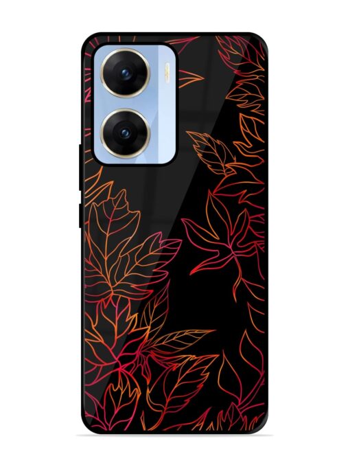 Red Floral Pattern Glossy Metal Phone Cover for Vivo V29E (5G) Zapvi