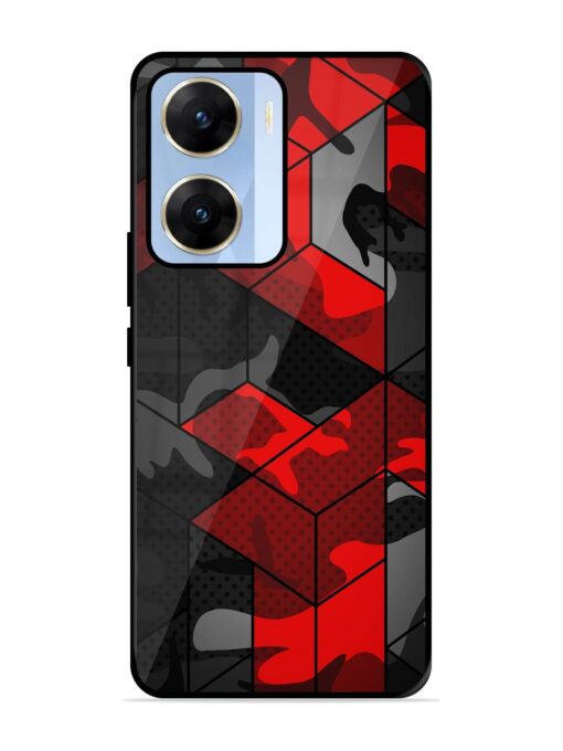 Royal Red Camouflage Pattern Glossy Metal Phone Cover for Vivo V29E (5G) Zapvi