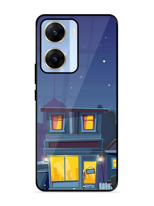 Vector Night House Glossy Metal Phone Cover for Vivo V29E (5G) Zapvi