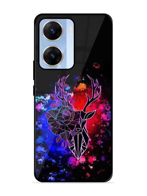 Floral Deer Art Glossy Metal Phone Cover for Vivo V29E (5G) Zapvi