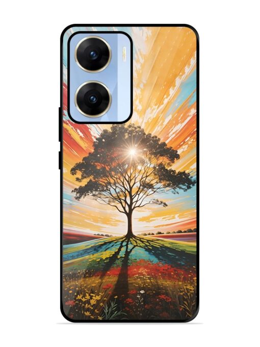 Abstract Tree Colorful Art Glossy Metal Phone Cover for Vivo V29E (5G) Zapvi