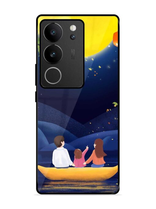 Happy Family And Beautiful View Glossy Metal Phone Cover for Vivo V29 Pro (5G)