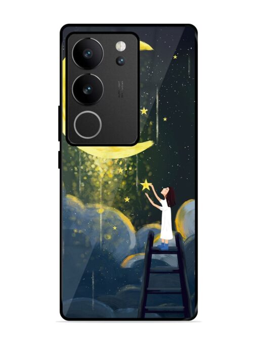 Moonlight Healing Night Illustration Glossy Metal TPU Phone Cover for Vivo V29 Pro (5G)