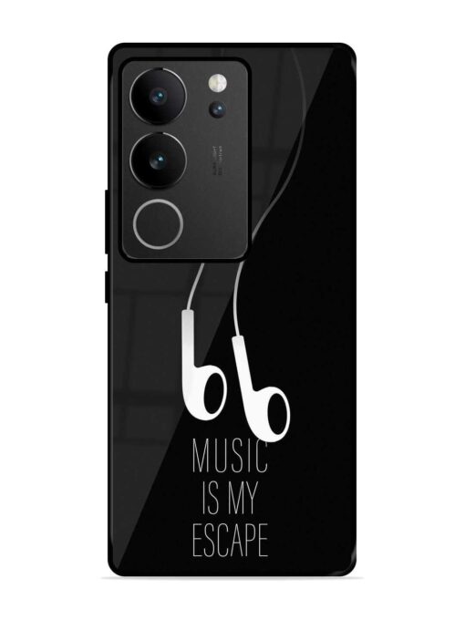 Music Is My Escape Glossy Metal Phone Cover for Vivo V29 Pro (5G)