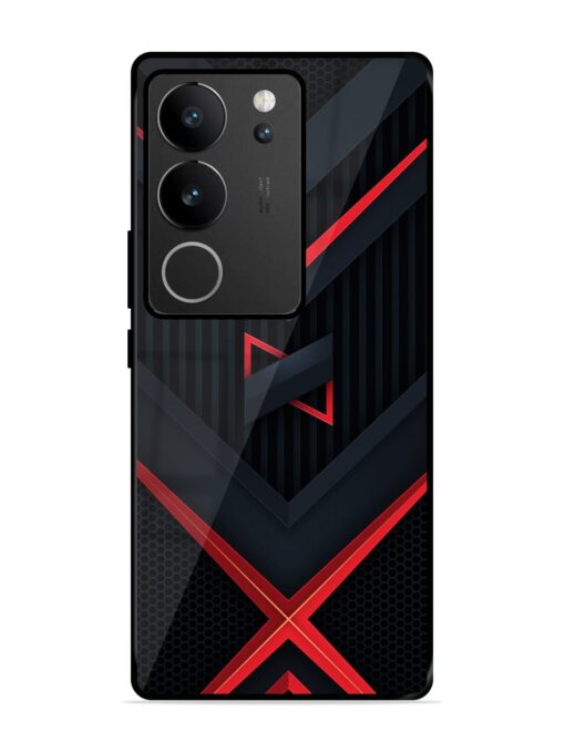 Red Gray Abstract Glossy Metal Phone Cover for Vivo V29 Pro (5G)