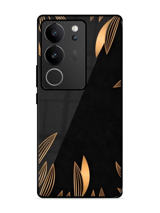 Golden Leaf Pattern Glossy Metal Phone Cover for Vivo V29 Pro (5G)