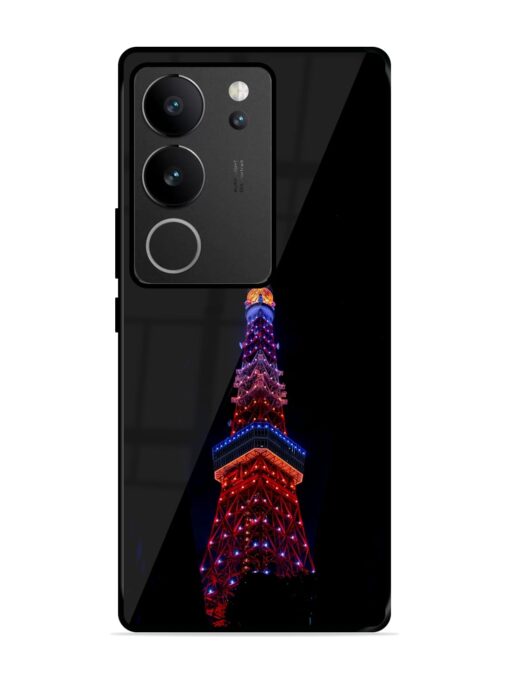 Eiffel Tower Night View Glossy Metal Phone Cover for Vivo V29 Pro (5G)