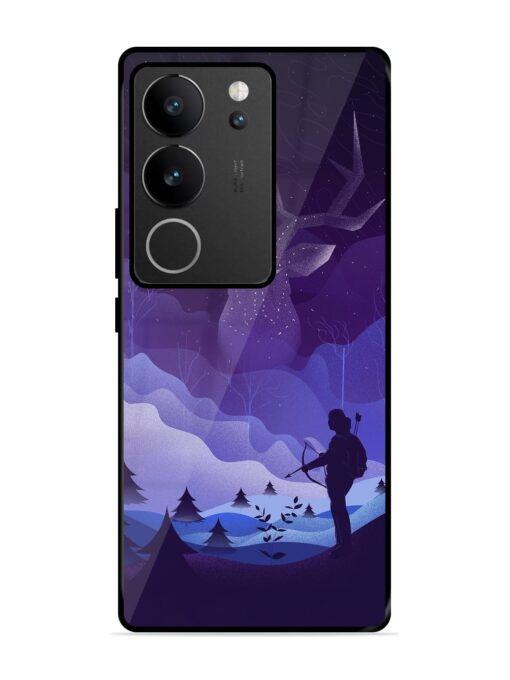 Deer Forest River Glossy Metal Phone Cover for Vivo V29 Pro (5G)