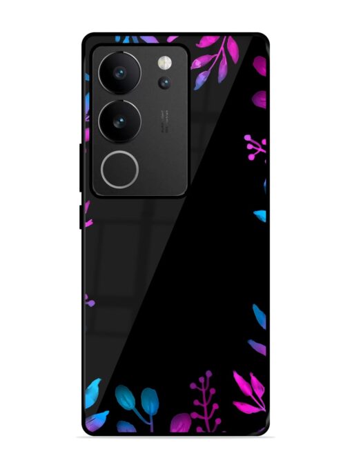 Flower Pattern Watercolor Glossy Metal Phone Cover for Vivo V29 Pro (5G)