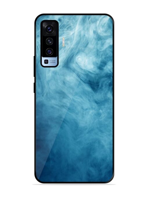 Blue Smoke Art Glossy Metal Phone Cover for Vivo X50 Zapvi