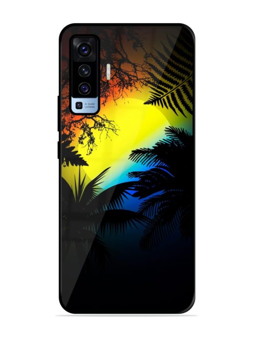 Colorful Sunset With Palm Trees Glossy Metal Phone Cover for Vivo X50 Zapvi