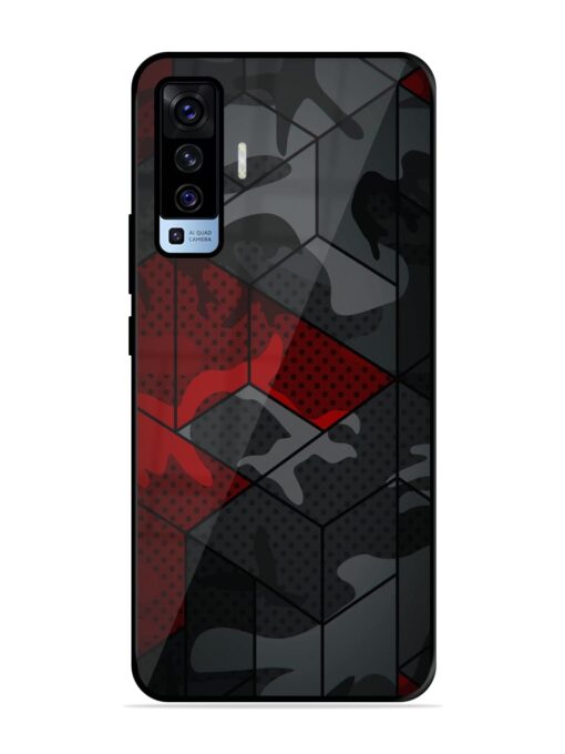 Red And Grey Pattern Glossy Metal Phone Cover for Vivo X50 Zapvi