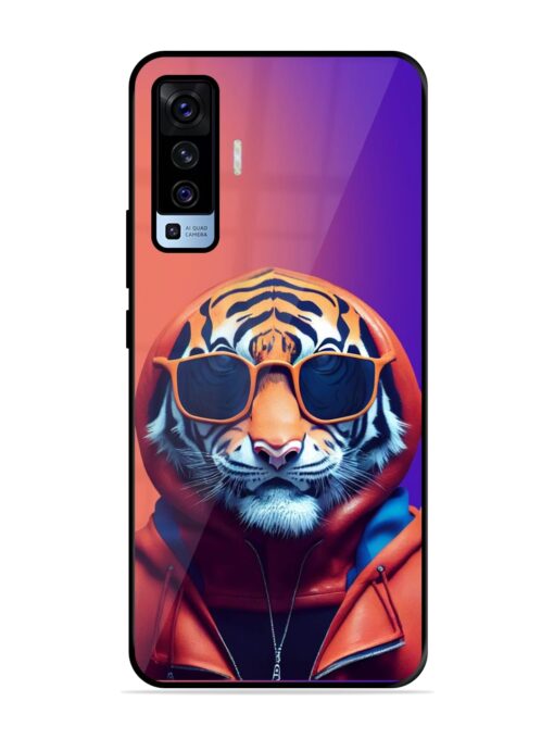 Tiger Animation Glossy Metal Phone Cover for Vivo X50 Zapvi