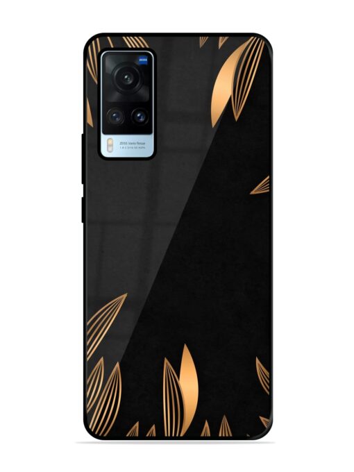 Golden Leaf Pattern Glossy Metal Phone Cover for Vivo X60 Zapvi