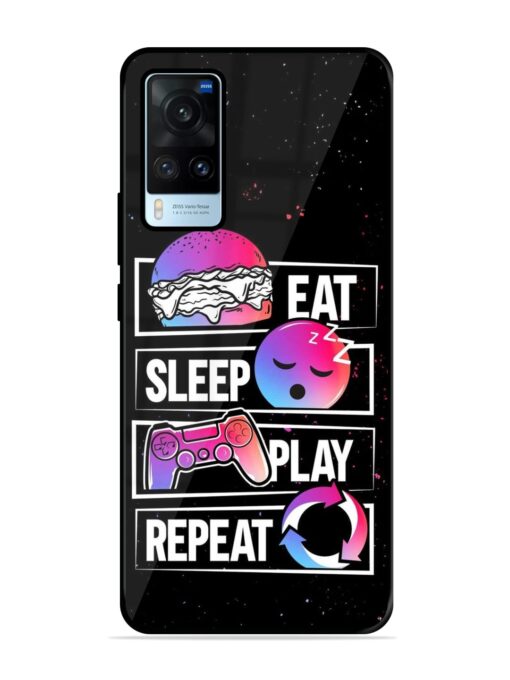 Eat Sleep Play Repeat Glossy Metal Phone Cover for Vivo X60