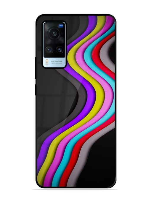 Liquid Blue Abstract Glossy Metal Phone Cover for Vivo X60 Zapvi