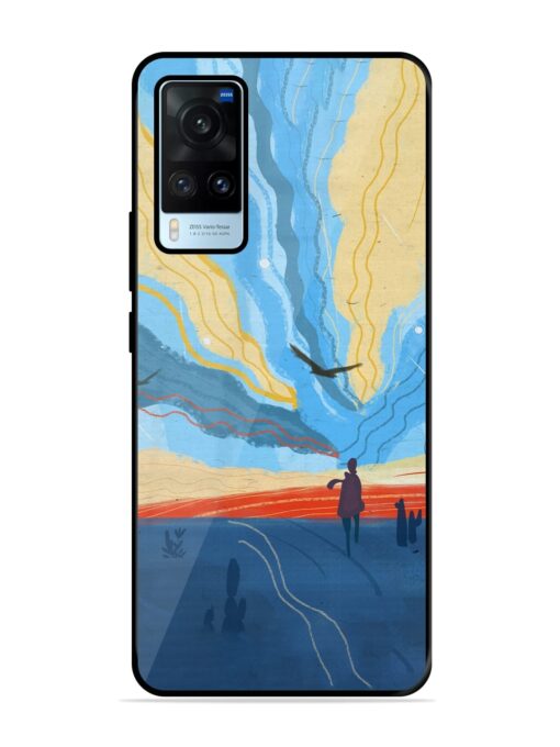 Minimal Abstract Landscape Glossy Metal Phone Cover for Vivo X60