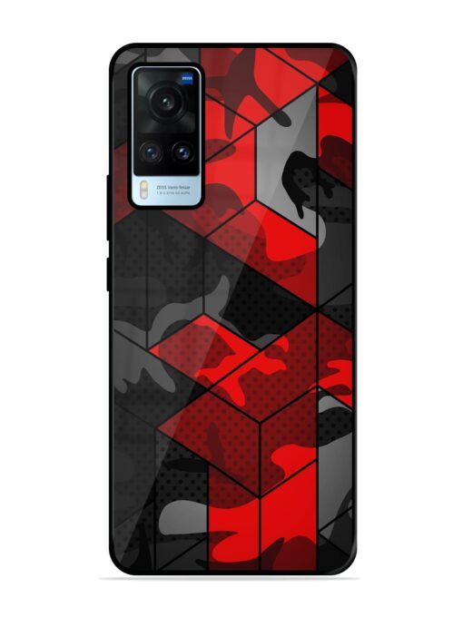 Royal Red Camouflage Pattern Glossy Metal Phone Cover for Vivo X60 Zapvi