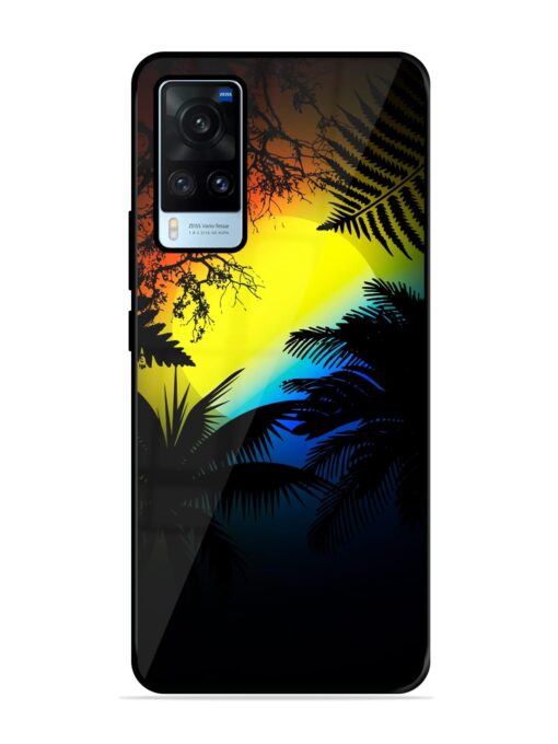 Colorful Sunset With Palm Trees Glossy Metal Phone Cover for Vivo X60 Zapvi